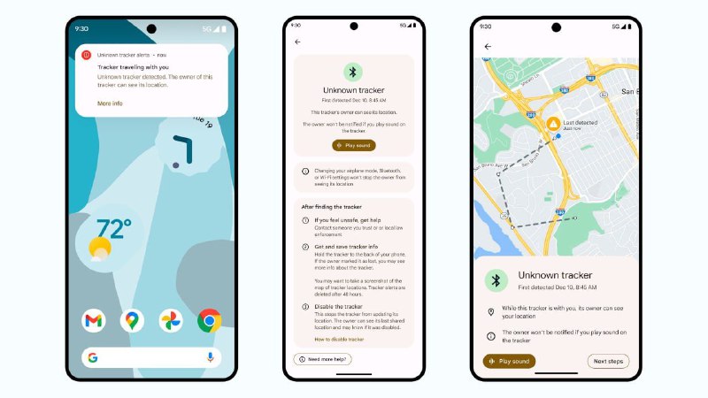Android系统正在推出一项新的功能："未知跟踪器警报"（目前仅适用于 AirTag 设备）